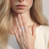 The Modern Zigzag Silver Band Ring with Square Gemstone NA Symbol TRI2438 - Jewelry