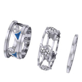 Sea Turtle and Blue Enamel Wave Silver Spinner Ring TRI2447 - Jewelry
