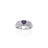 Celtic Silver Ring with Heart Gemstone TRI357 - Jewelry