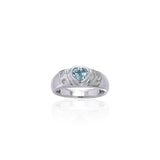 Celtic Silver Ring with Heart Gemstone TRI357 - Jewelry