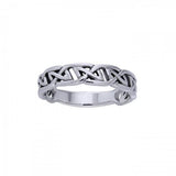 Sterling Silver Celtic Knot Half Hollow Band Ring TRI504