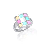 Modern Square Inlaid Ring TRI506 - Jewelry