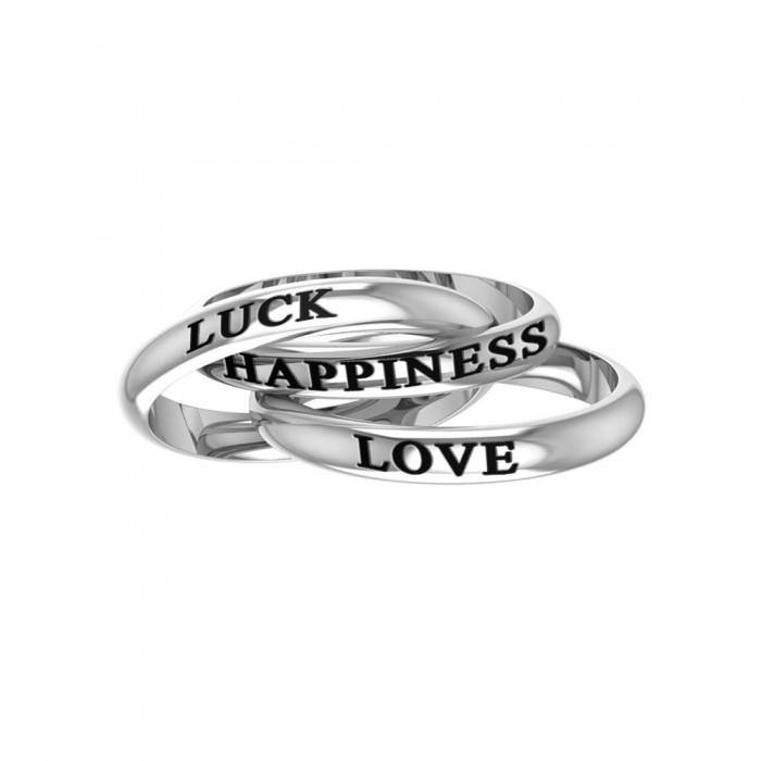 Love Luck Happiness Sterling Silver Ring TRI515 - Jewelry