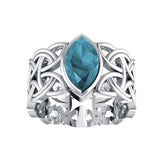 Borre Silver Ring with Ellipse Gemstone TRI574 - Jewelry