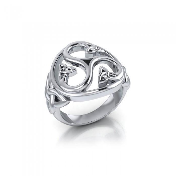 A unity of the three parts Silver Triskele Ring TRI633 - Jewelry