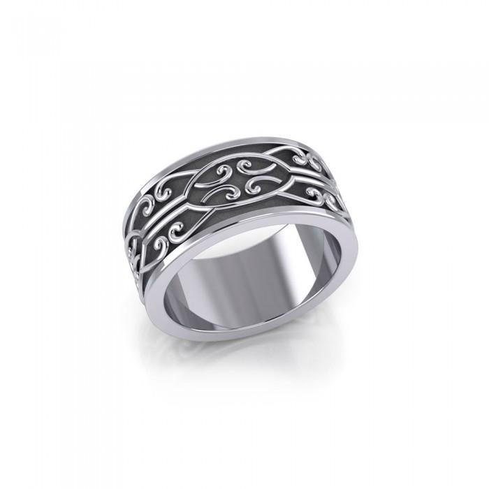 Modern Celtic Silver Ring TRI670 - Jewelry