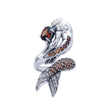 Amazed with the mermaid's beauty ~ Dali-inspired fine Sterling Silver Ring accented with Champagne and White diamonds TRI763