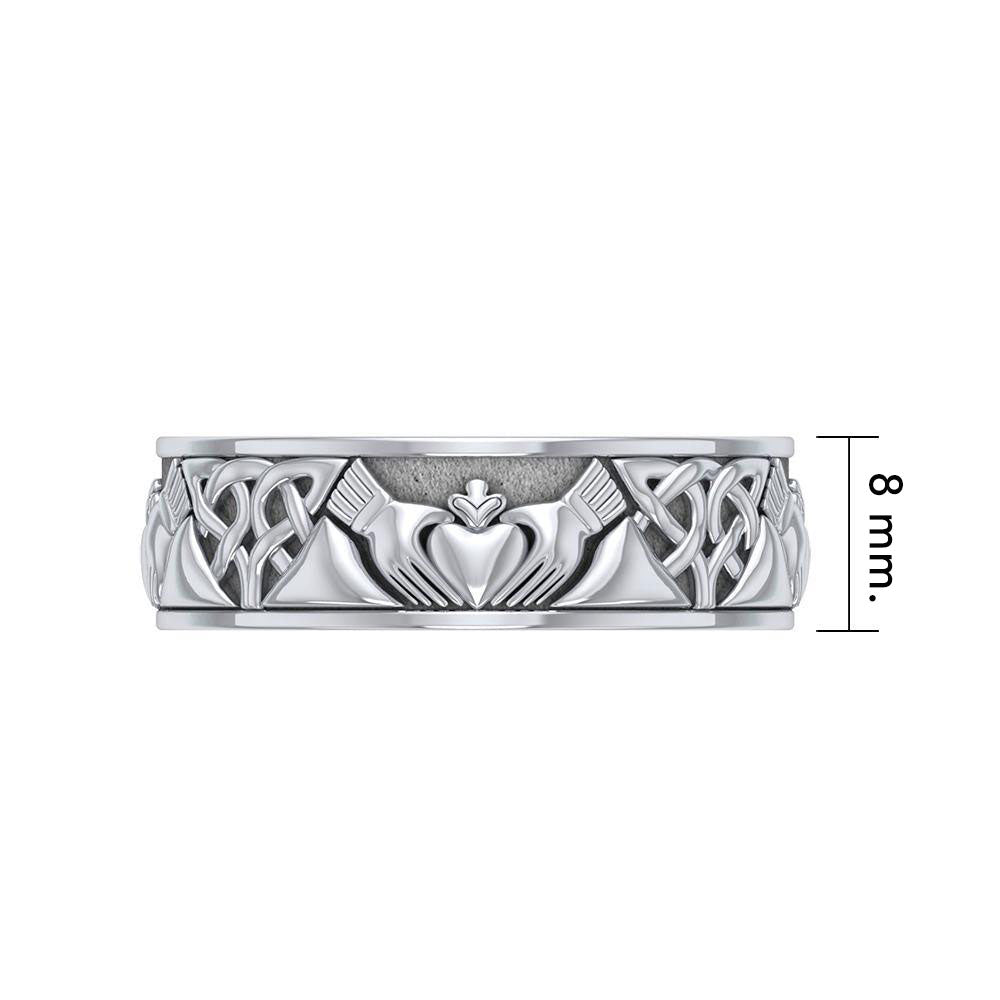 Celtic Claddagh Silver Spinner Ring TRI768