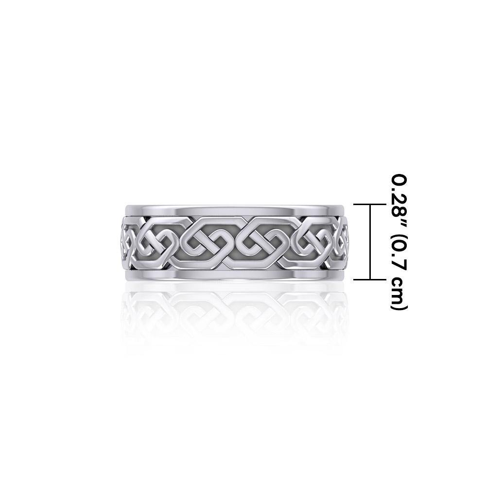 A showcase of Celtic beauty ~ Sterling Silver Celtic Knotwork Spinner Ring TRI771 - Jewelry