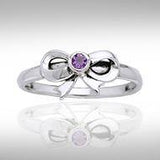 Ribbon Silver Ring with Gemstone TRI792 - Jewelry