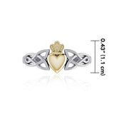 Irish Claddagh & Celtic Knotwork Silver and Gold Ring TRV1743-S - Jewelry