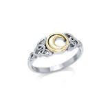 Celtic Moon Silver and Gold Ring TRV1746 - Jewelry