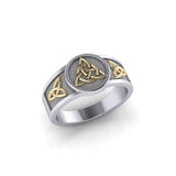 Triquetra Silver and Gold Accent Ring TRV3811