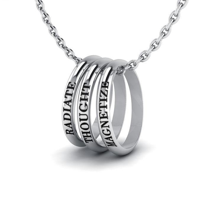Empowering Words Radiate,Thought,Magnitize Silver Ring TSE028 - Jewelry