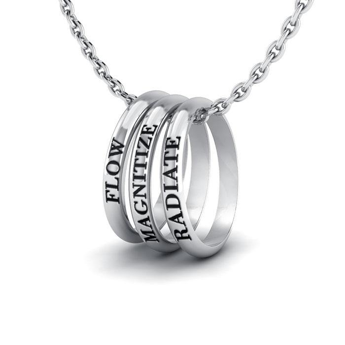 Empowering Words Flow, Magnitize, Radiate Silver Ring Set TSE031 - Jewelry