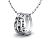 Empowering Words Desire, Purpose, Faith Silver Ring Set TSE055