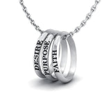 Empowering Words Desire, Purpose, Faith Silver Ring Set TSE055 - Jewelry