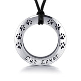 Cat Lover Silver Pendant and Cord Set TSE261 - Jewelry