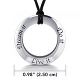 Live It Dream It Do It Silver Pendant and Cord Set TSE270 - Jewelry