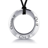 Live It Dream It Do It Silver Pendant and Cord Set TSE270 - Jewelry