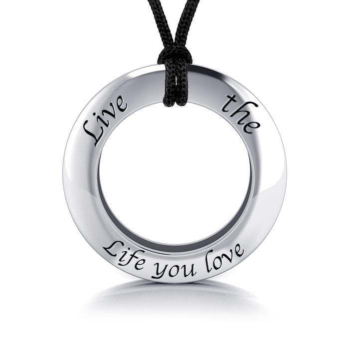 Live The Life You Love Silver Pendant and Cord Set TSE277 - Jewelry