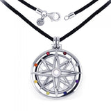 Compass Rose Silver Gemstone Necklace Set TSE688 - Jewelry