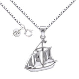 Sail as Far as the Majestic Schooner ~ Sterling Silver Jewelry Necklace TSE692 - Jewelry