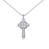 Silver Hollow Celtic Cross Pendant and Chain Set TSE731 - Jewelry