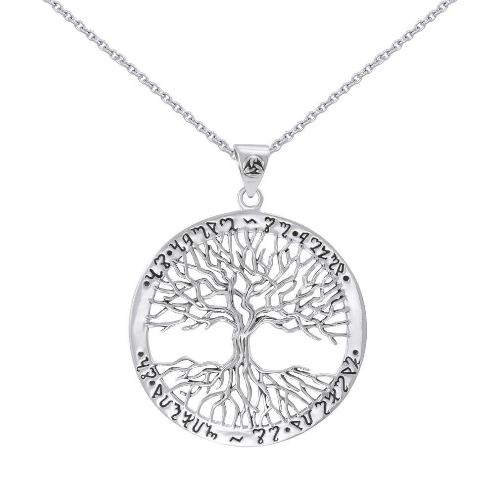 Silver Wiccan Tree of Life with Rune Pendant and Chain Set by Mickie Mueller TSE737 - Jewelry