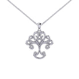 Silver Modern Tree of Life Pendant and Chain Set TSE739 - Jewelry