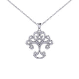 Silver Modern Tree of Life Pendant and Chain Set TSE739