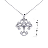 Silver Modern Tree of Life Pendant and Chain Set TSE739 - Jewelry
