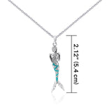 Silver Mermaid with Enamel and Gemstone Pendant and Chain Set TSE740 - Jewelry