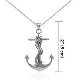 Large Silver Mermaid and Anchor Pendant and Chain Set TSE743 - Jewelry