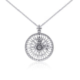 Silver Compass Rose Pendant and Chain Set TSE745 - Jewelry