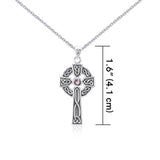 Large Silver Celtic Cross Gemstone Pendant and Chain Set TSE752 - Jewelry
