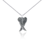 Small Silver Angel Wings Pendant and Chain Set TSE760 - Jewelry