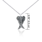 Small Silver Angel Wings Pendant and Chain Set TSE760 - Jewelry