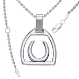 Horseshoe Stirrup Silver Pendant with Chain Set TSE966 - Jewelry