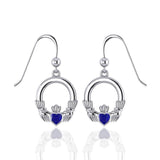 Irish Claddagh with Malachite Inlay Sterling Silver Earrings WE142 - Jewelry