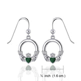Irish Claddagh with Malachite Inlay Sterling Silver Earrings WE142 - Jewelry