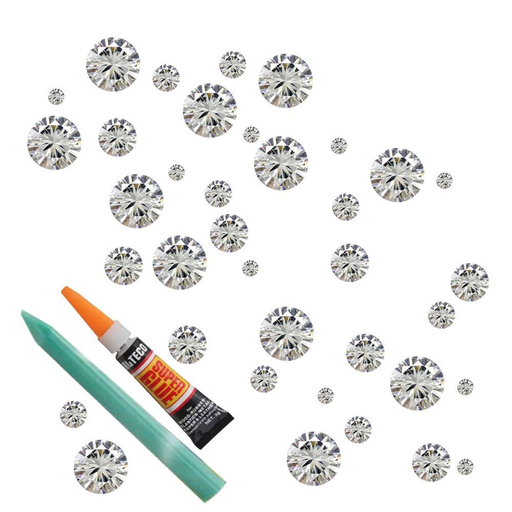 White Clear Crystal Assortment Repair Kit WHGURD - Jewelry