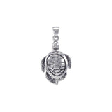 Moveable Turtle Sterling Silver Pendant WP032 - Jewelry