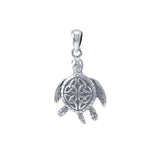 Celtic Sea Turtle 14K White Gold Pendant WPD082 - Jewelry