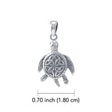 Celtic Sea Turtle 14K White Gold Pendant WPD082 - Jewelry