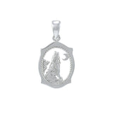 Howling Wolf 14K White Gold Pendant WPD3094 - Jewelry