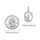 Howling Wolf 14K White Gold Pendant WPD3094 - Jewelry