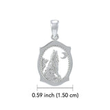 Howling Wolf 14K White Gold Pendant WPD3094 - Jewelry