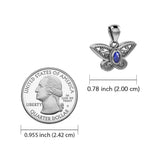 Life's colorful transformation ~ 14K White Gold Jewelry Butterfly Pendant with Gemstone WPD3685