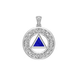 AA Recovery with Celtic Boarder 14K White Gold Pendant WPD3938 - Jewelry